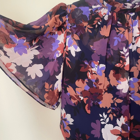 Julia Jordan NEW jumpsuit size 8 navy floral bodice chiffon crepe - Picture 3 of 5